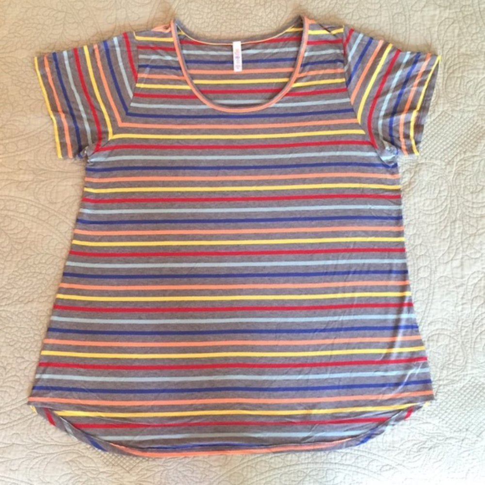 Multicolor striped LuLaRoe Classic t-shirt